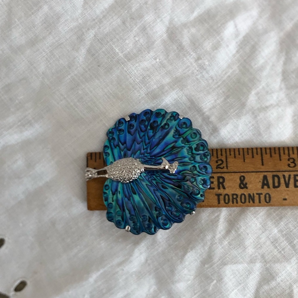 Stunning Vtg Abalone Shell Peacock Brooch - Picture 7 of 8